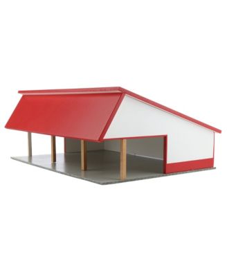1/64 White & Red 64ft x 48ft Wooden Cattle Shed with Removeable Roof STA-227