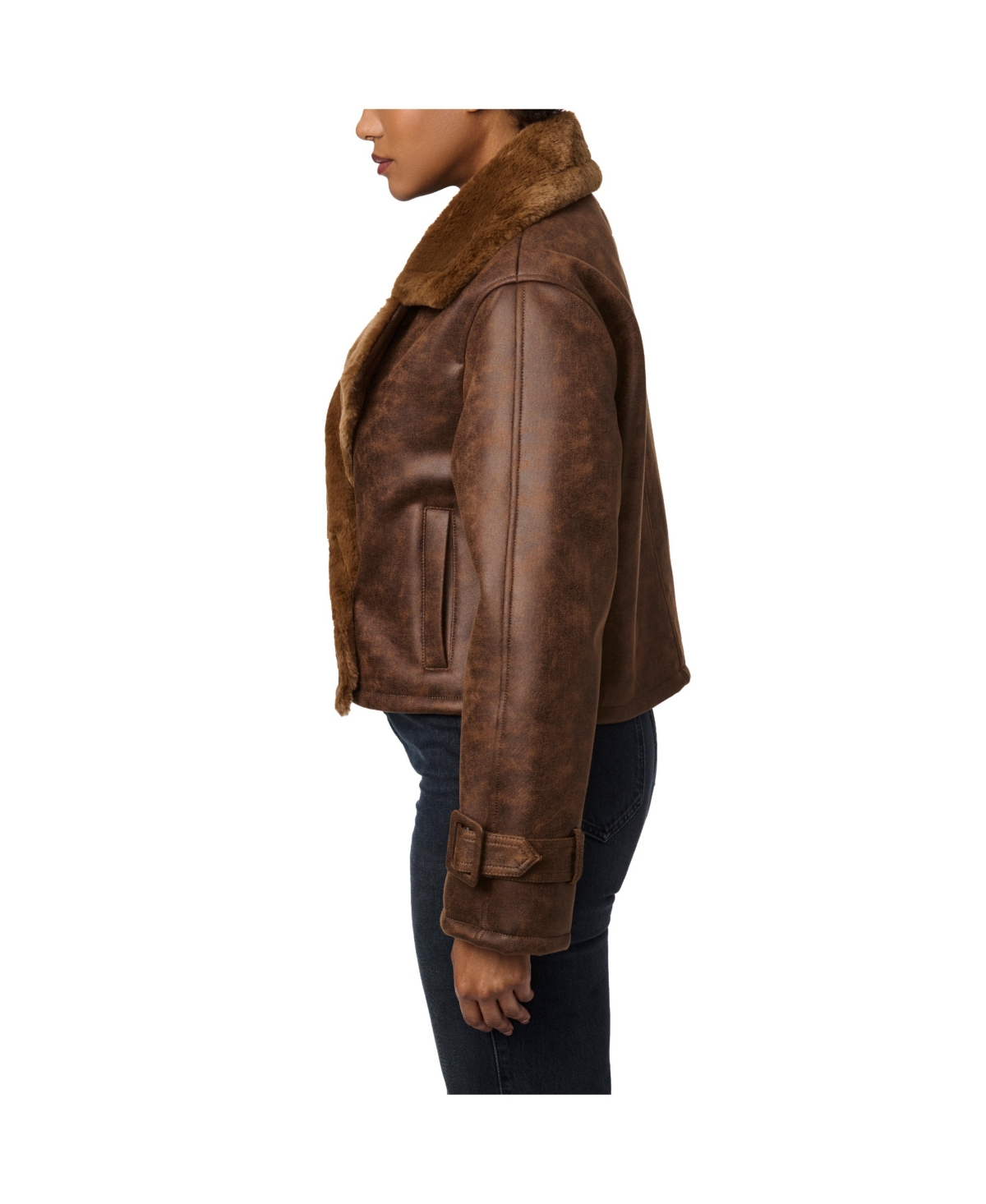 Bernardo Women's Faux Shearling Cropped Jacket