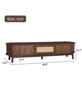 Modern Storage Cabinet Farmhouse TV Stand with Rattan Drawer