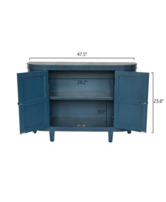 CASAINC 47.5" 1-Pc. Oval Fluted Accent Storage Cabinet with 4 Doors and Curvy Edge