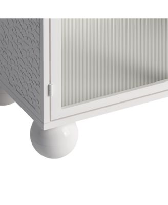 45.28" Freestanding Bathroom Floor Cabinet With Glass Door and Open Storage Shelves