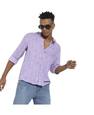 Men's Lavender Minimal Aztec Shirt