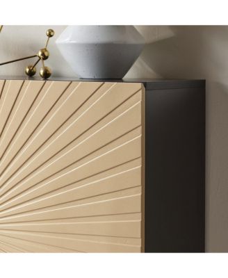 Arvo Modern Console Table – Textured Front with Black Frame & Gold Legs, Sculptural Entryway Sofa Storage Sideboard