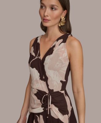 Women's Faux-Wrap Sleeveless Dress