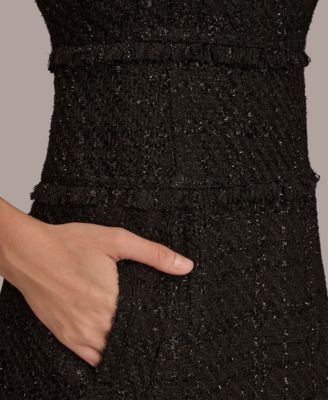 Women's&nbsp;Tweed Cap Sleeve A-Line Midi Dress