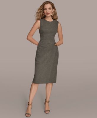 Women's&nbsp;Sleeveless Faux Wrap Midi Sheath Dress