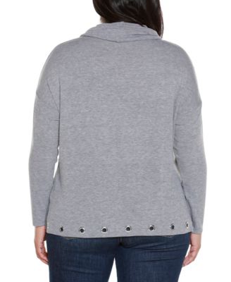 Plus Size Hacci Cowl Neck Knit Top