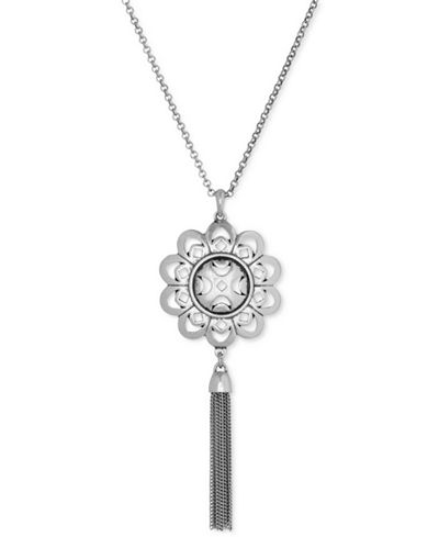 lucky brand necklace tassel tone pendant length floral silver necklaces jewelry shopstyle