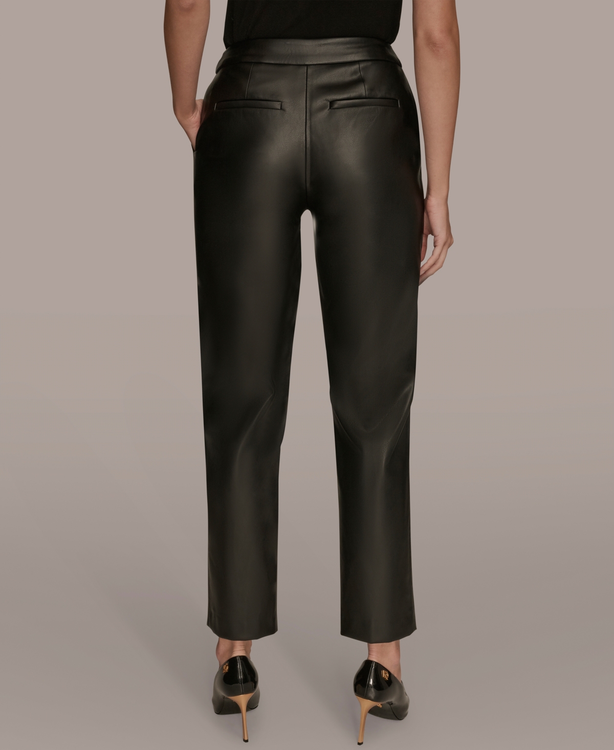 Donna Karan Women's Faux Leather Slim Leg Pants, Regular & Petite In Black