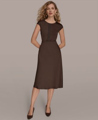 Women's Petites Satin A-Line Midi Skirt, Regular & Petite