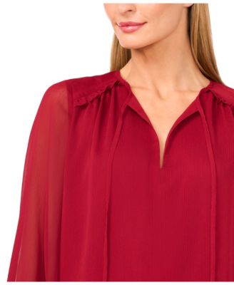 Women's Long Sleeve Ruffle Detail Top