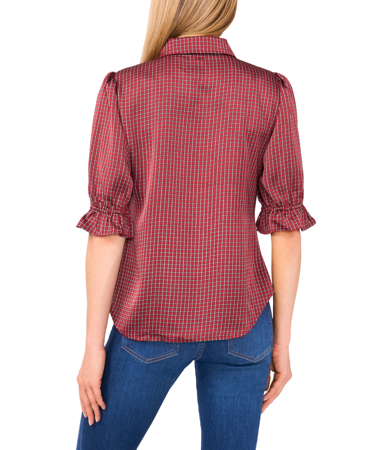 Cece Women's Balloon Short Sleeves Button Down Shirt In Animal Print