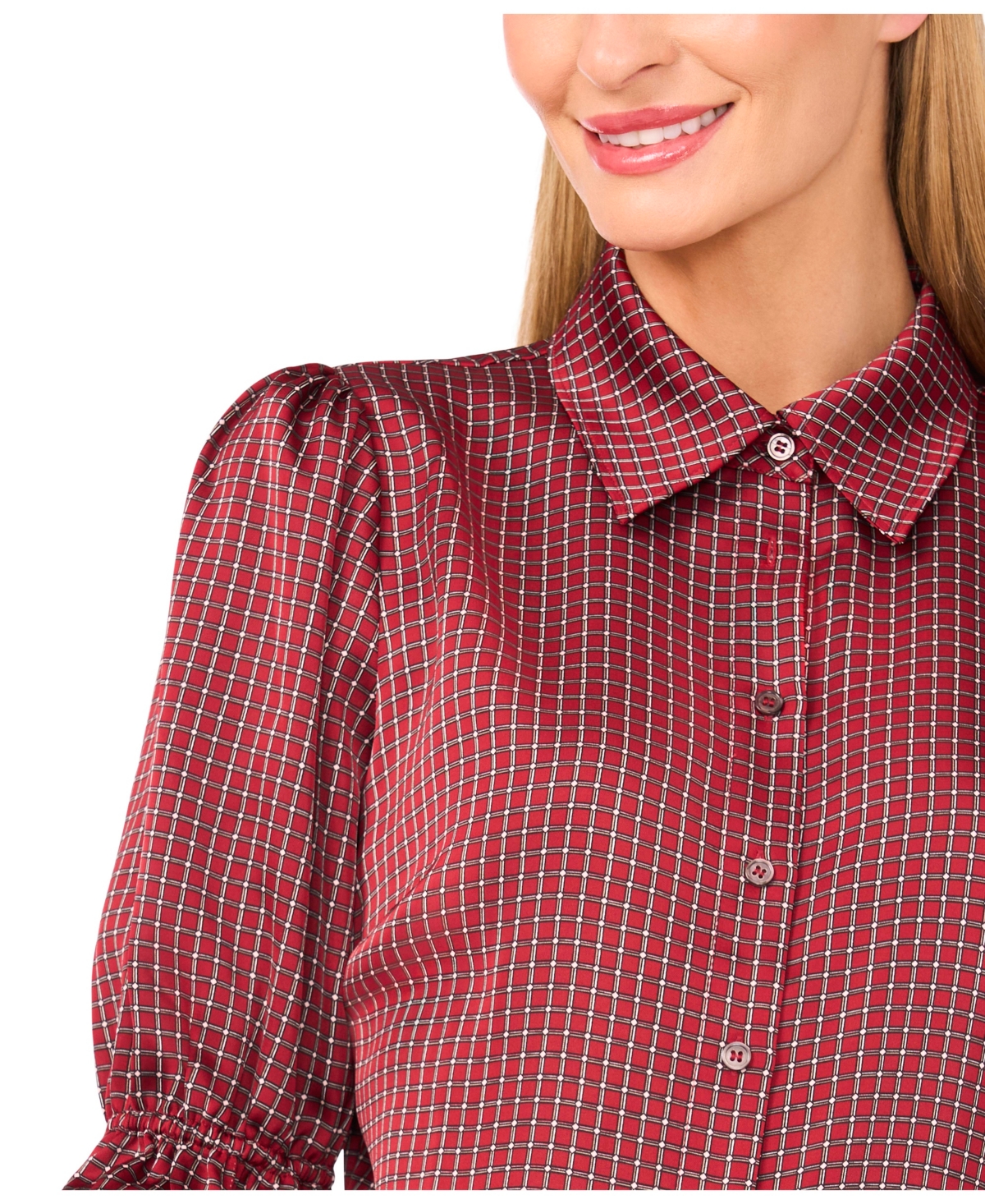 Cece Women's Balloon Short Sleeves Button Down Shirt In Animal Print
