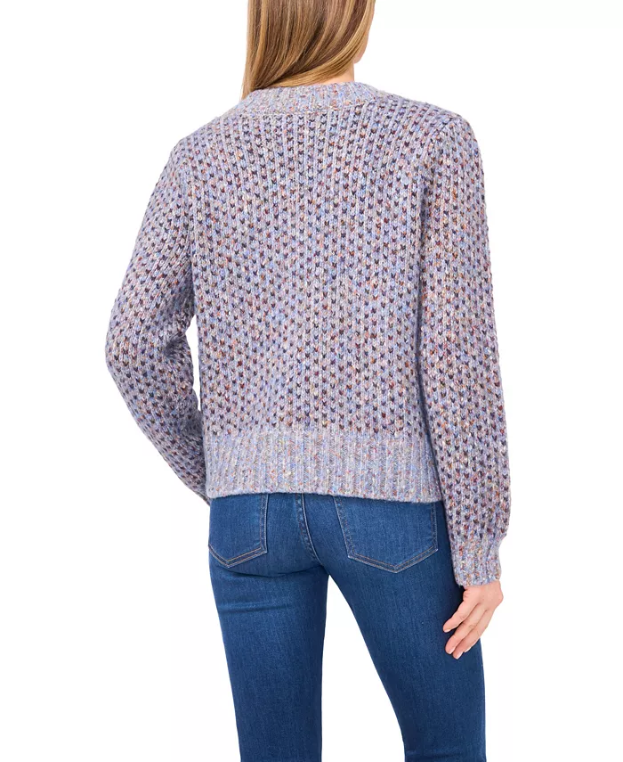 Women's Tuck Stitch Long Sleeve Cardigan Sweater - thumbnail 2