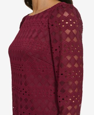 Petite Lace 3/4-Sleeve Shift Dress