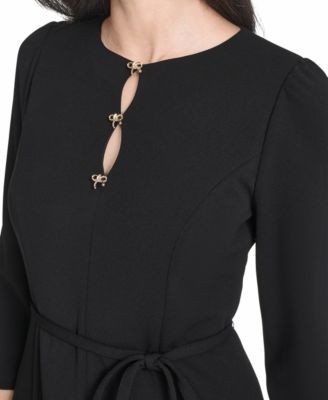 Petite Fit and Flare 3/4-Sleeve Midi Dress