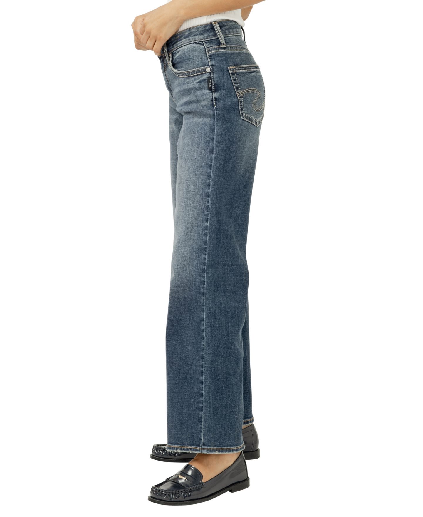 Женские джинсы Silver Jeans Co. Suki Wide Mid Rise Curvy Fit, цвет: Billie — фото 2
