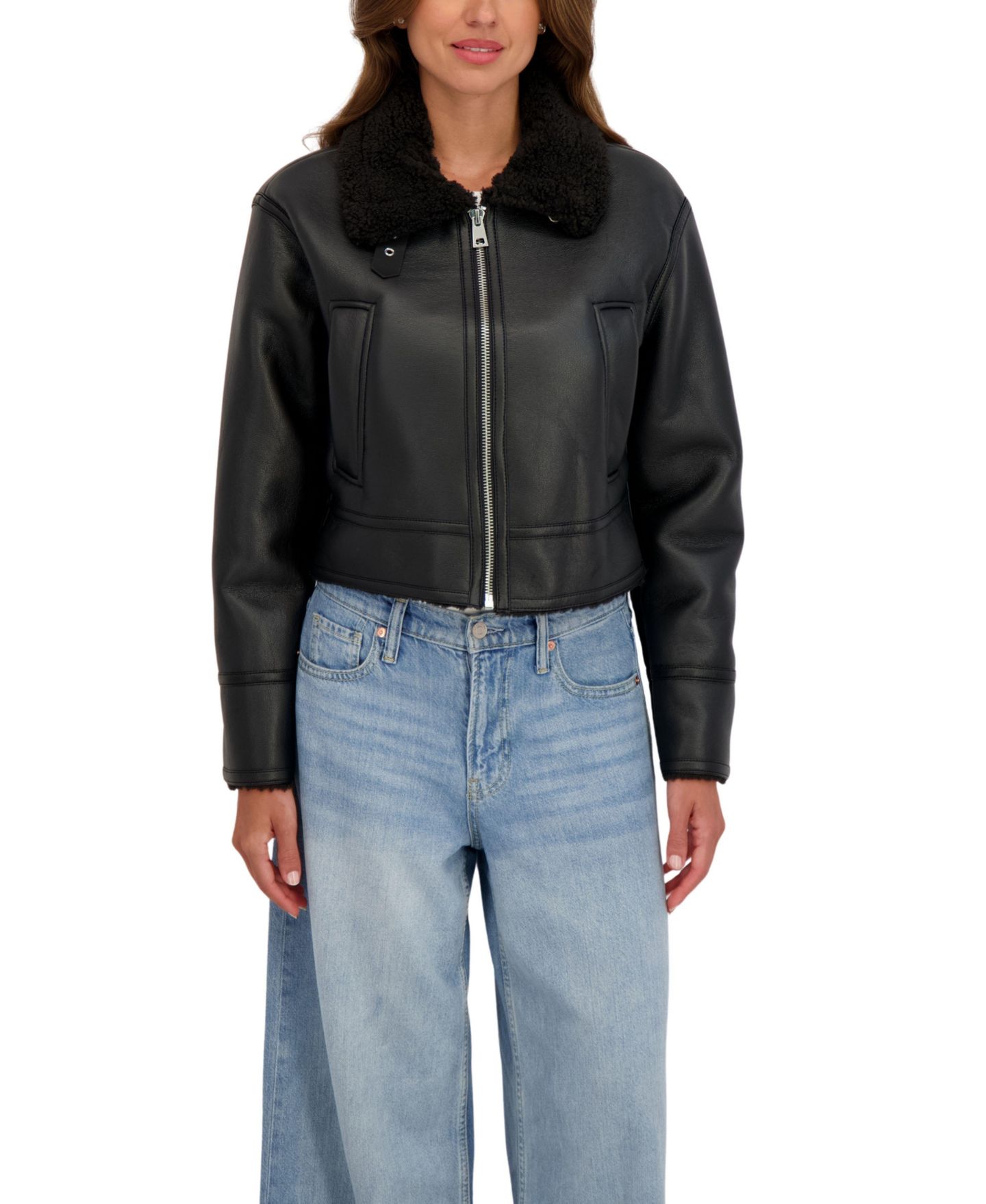 Женская куртка Sebby Collection Cropped Faux Shearling — фото 1