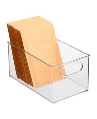 Plastic Home Office Storage Organizer Bin with Handles - 4 Pack - Clear