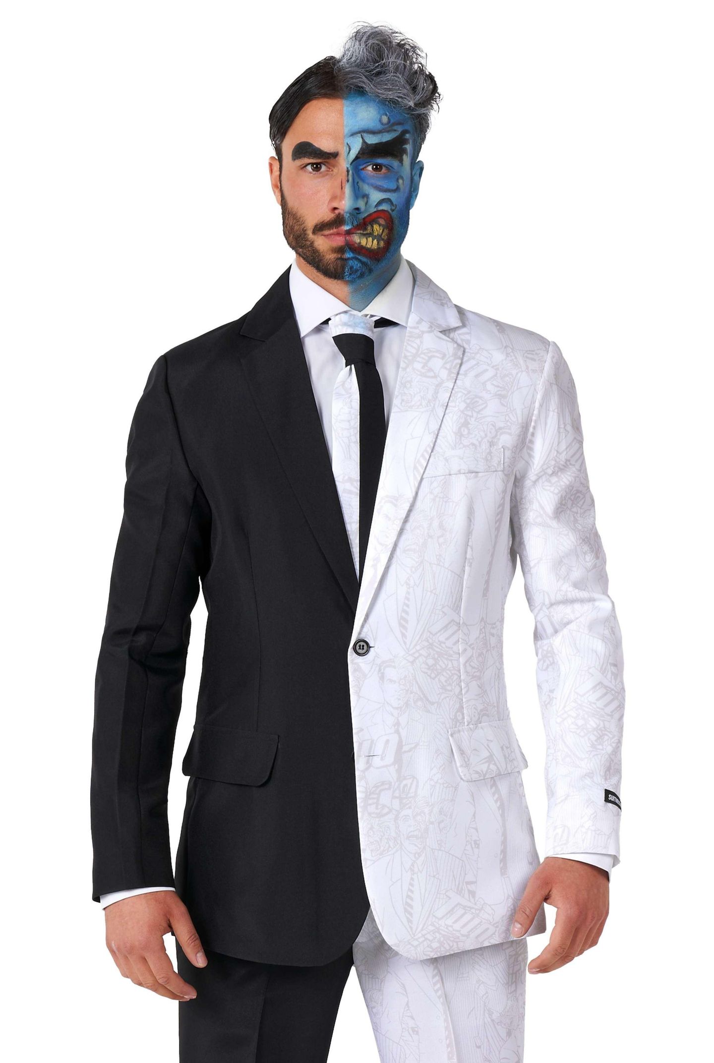 Мужской костюм DC Two Face для Хэллоуина Suitmeister приталенный, Black/White, цвет: Чёрный — фото 7