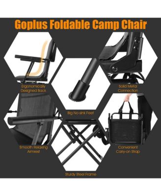 Swivel Hunting Chair Foldable Mesh Chair w/ Armrests for Outdoor Activities