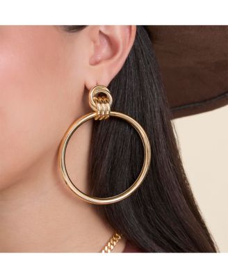 Oversized Gold Circle Drop Earrings