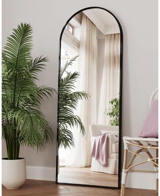 Full Length Mirror, 58"x18" Floor Mirror, Arch Floor Standing Mirror Freestanding Arch Full Body with Stand for Bedroom, Hanging Mounted for Living Room Cloakroom, Black
