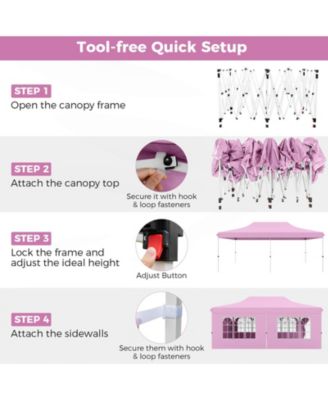 10 x 20FT Pop up Canopy Outdoor Canopy Tent with 6 Sidewalls Carrying Bag