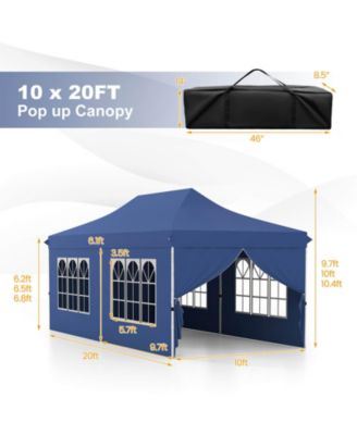 10 x 20FT Pop up Canopy Outdoor Canopy Tent with 6 Sidewalls Carrying Bag