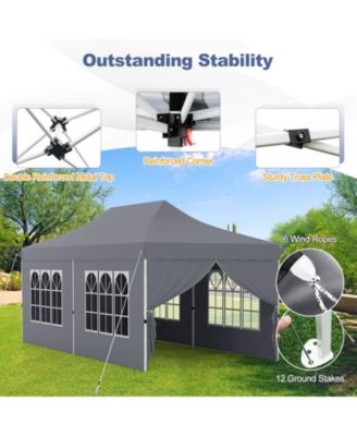 10 x 20FT Pop up Canopy Outdoor Canopy Tent with 6 Sidewalls Carrying Bag