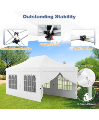 10 x 20FT Pop up Canopy Outdoor Canopy Tent with 6 Sidewalls Carrying Bag