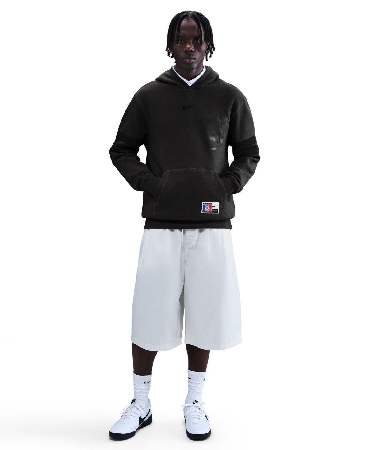 Мужской клубный флисовый пуловер с капюшоном