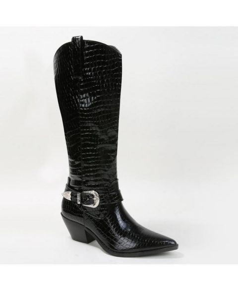 Женские ботинки BERNESS Tristen Croco-Print Western, цвет: Чёрный