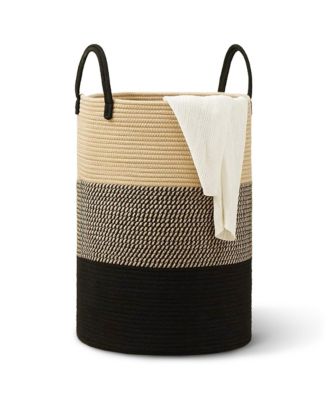 Large Laundry Hamper (15" x 19.7") - 3 Tone Black/Gray/Tan