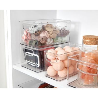 Plastic Storage Bins with Handles - Set of 2 - Clear