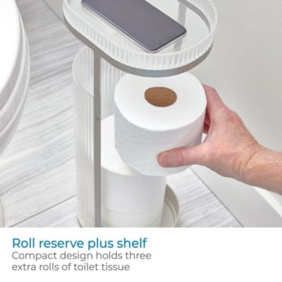 Fluted Toilet Paper Storage Holder with Shelf - Clear/Satin/Gray