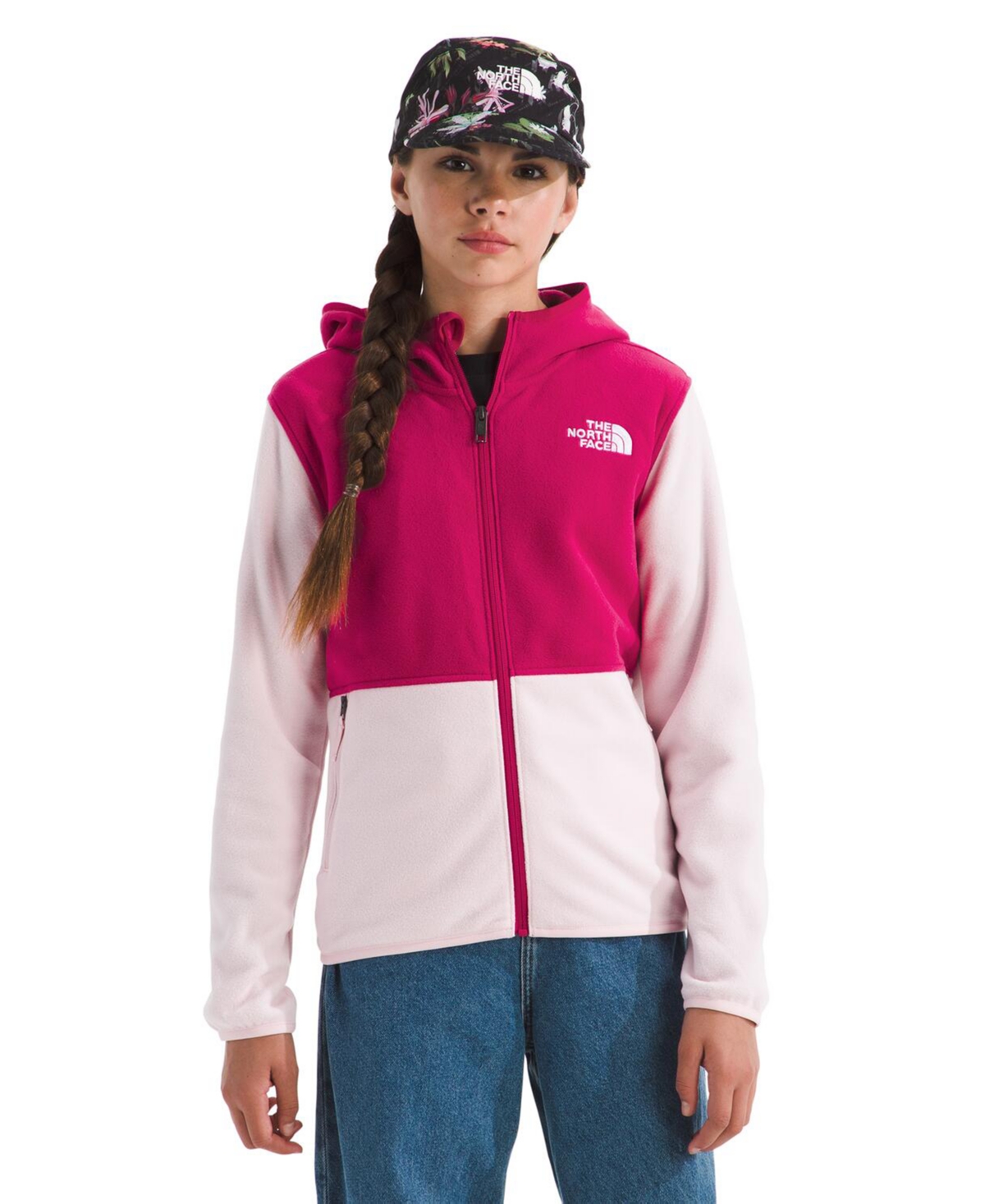 The North Face Big Girls Glacier Full Zip Hoodie In Pink