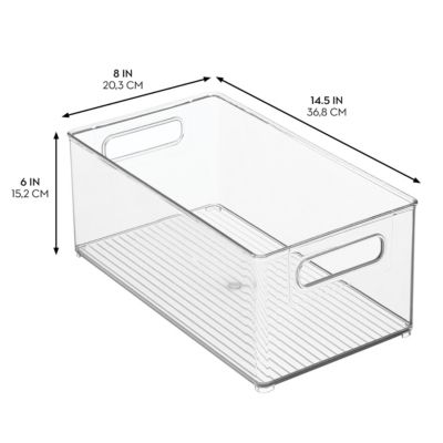Plastic Stackable Fridge Bin with Handles, Clear, Made in USA