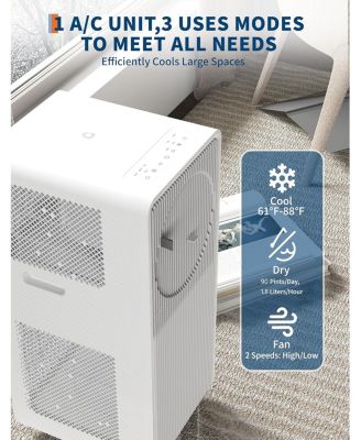 14,000 BTU Drainage-Free Portable AC,3-in-1 for Bedroom 225-300 Sq.Ft with Remote & Window Kit