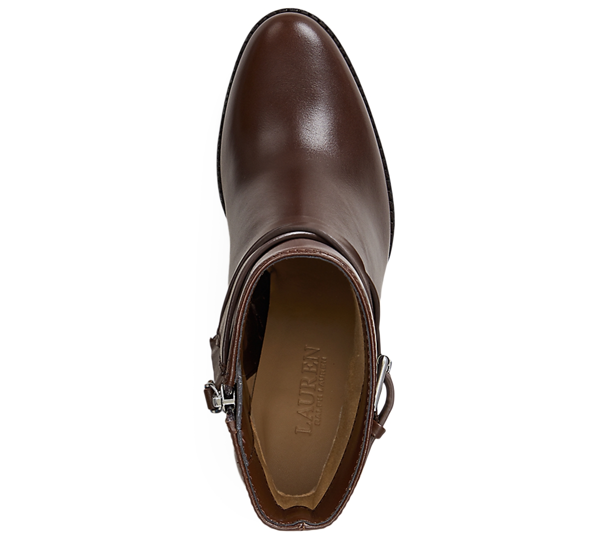 Ralph Lauren Collins Calfskin Bootie Heel In Brown