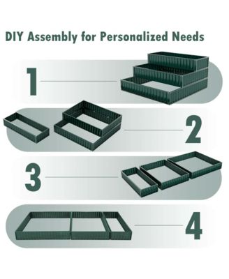 3-Tier Raised Garden Bed,47" x 47" x 24" Metal Outdoor Elevated Planter Box