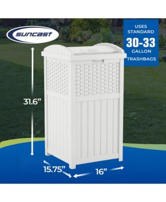 GHW1732WH Trashcan Hideaway Outdoor 33 Gallon Garbage Waste Bin, White