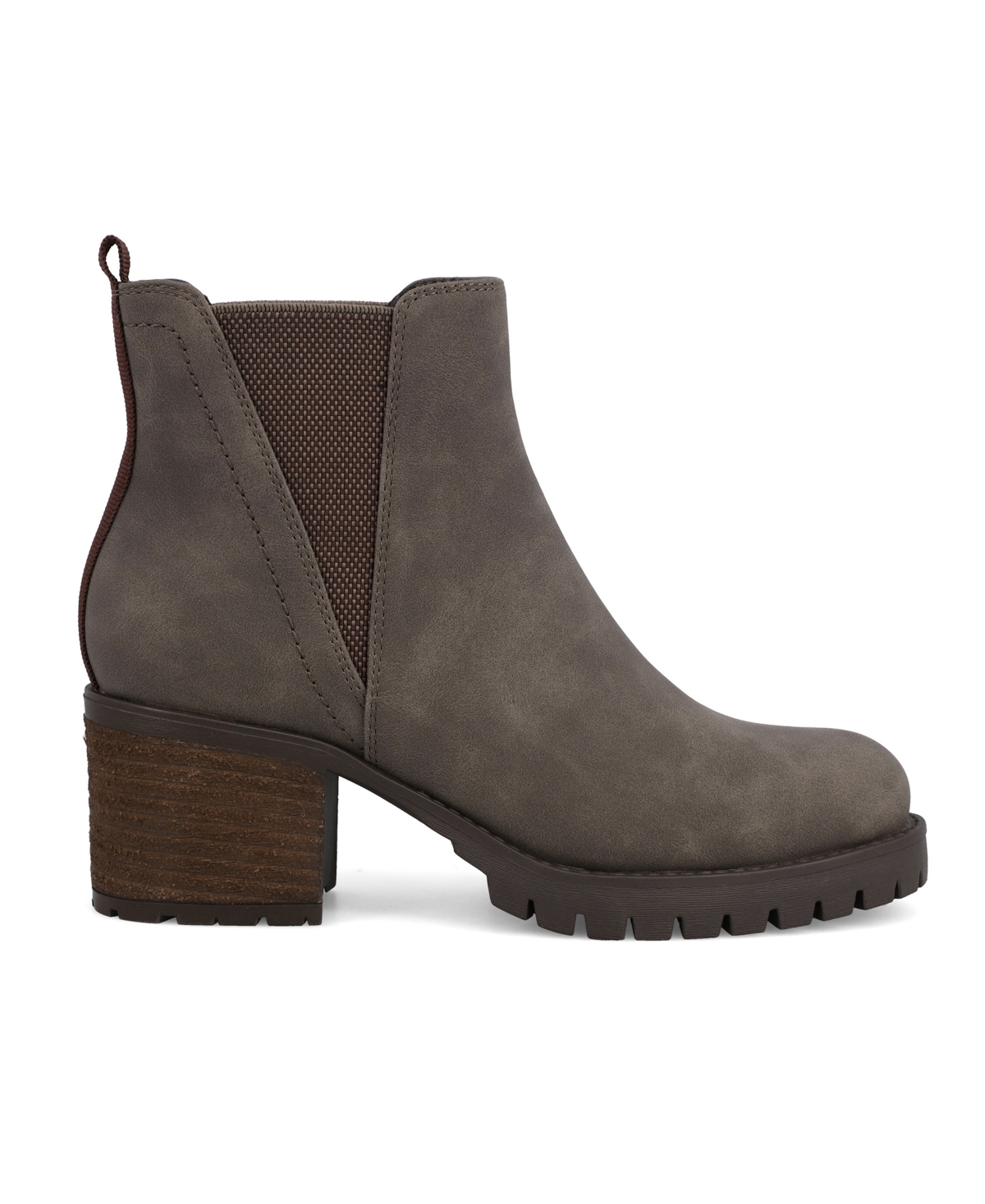 Mia Jody Ribbed Lug Sole Chelsea Boot In Brown