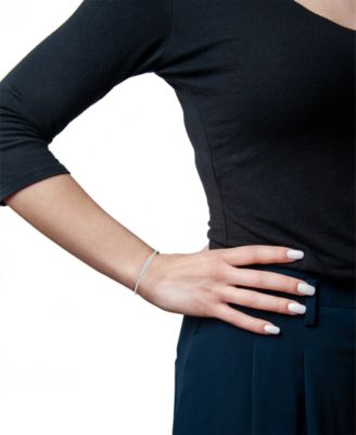 Diamond Bar Cuff Bangle Bracelet (1/5 ct. t.w.) in 14k Gold-Plated Sterling Silver or Sterling Silver, Created for Macy's