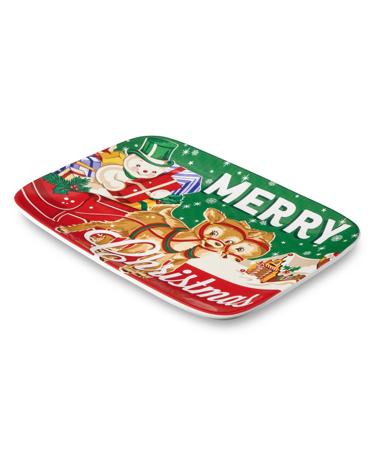 Certified International Santa's Retro Christmas Rectangular Platter In Multi