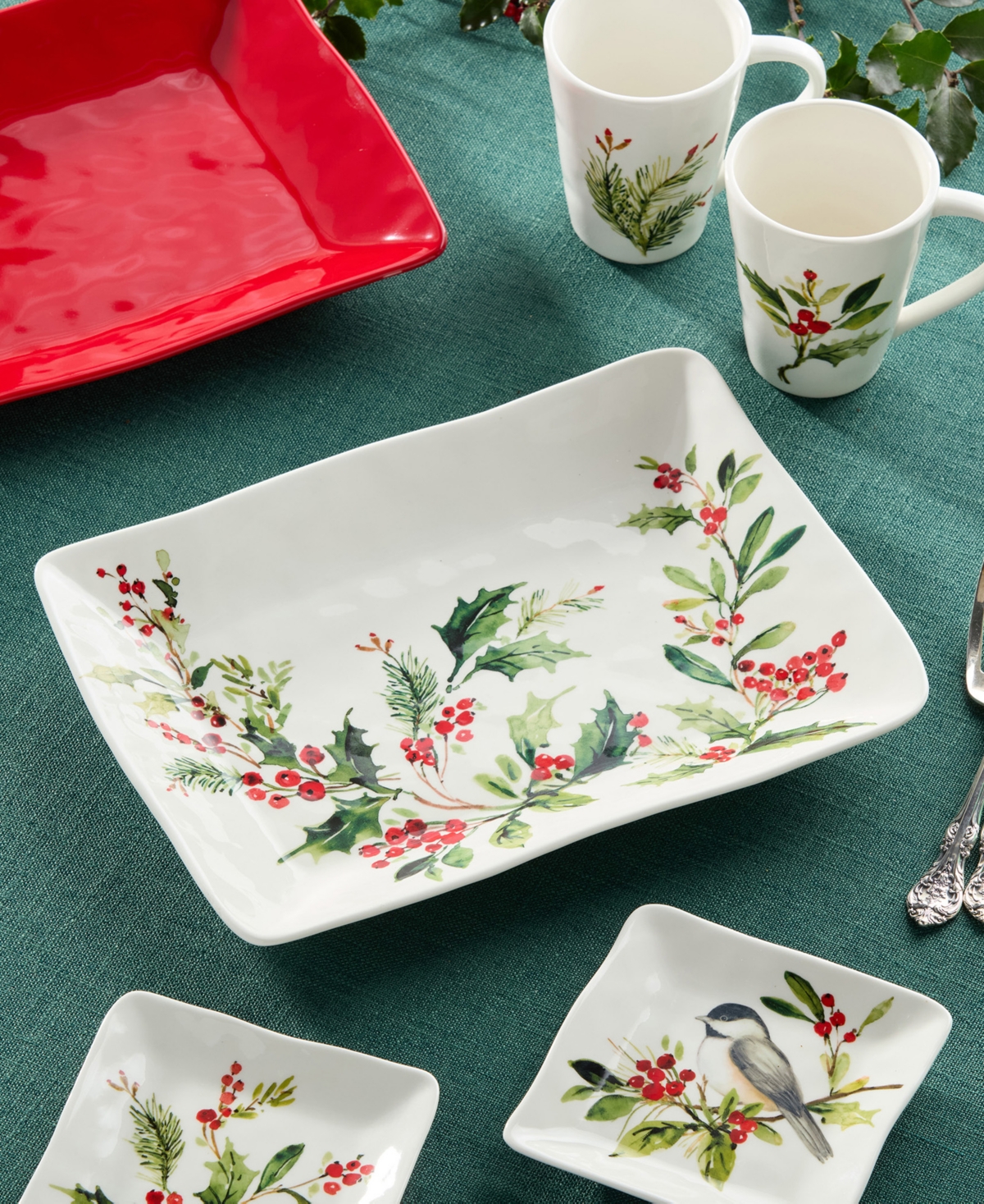 Certified International Holly Vines Rectangular Platter In Multi