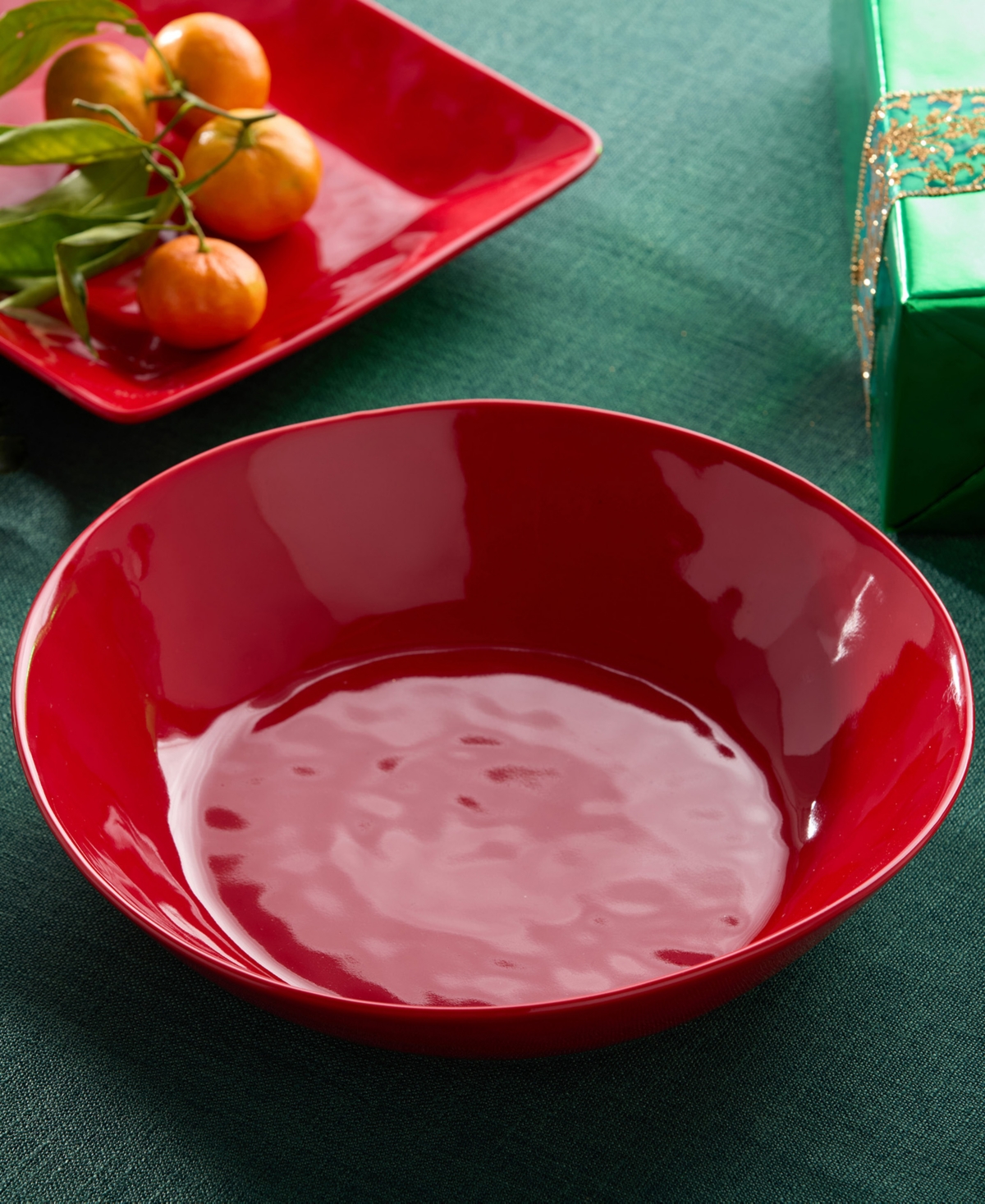 Certified International Christmas Serving Bowl In Red