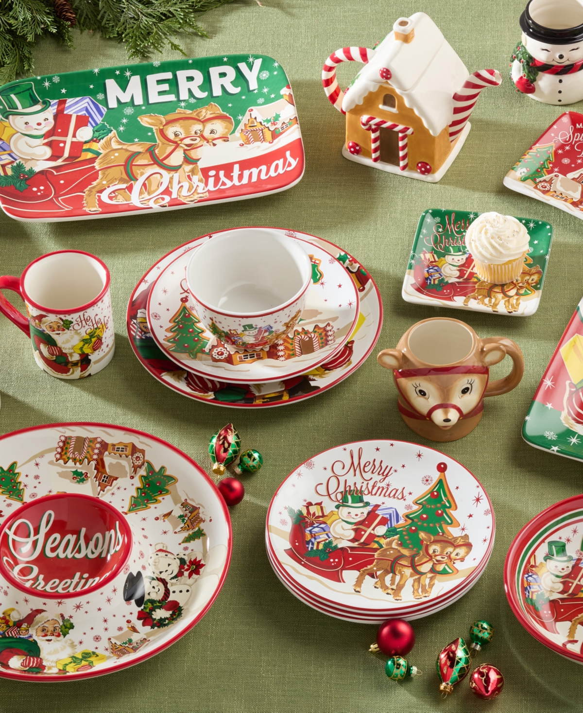 Certified International Santa's Retro Christmas Ice Cream Bowls, Set Of 4 In Multi