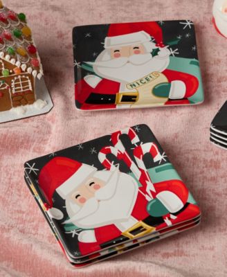 Christmas Whimsy Santa Dessert Plates, Set of 4