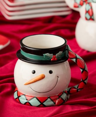 Christmas Whimsy Snowman 3-D Mugs, Set of 4